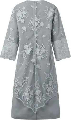 Vista 4 de Formal Dresses for Women Plus Size Lace Chiffon Two Piece Set Dress Elegant Long Sleeve Midi Dress