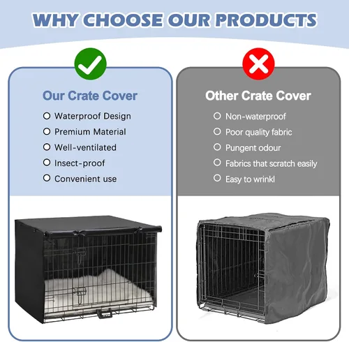 Vista 3 de Akinerri - Funda impermeable para jaula de perro, doble puerta, 24 pulgadas Cubierta resistente para jaula de perro para interior/exterior