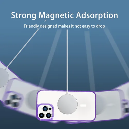Vista 4 de Funda magnética compatible con iPhone 13 Pro, compatible con carga inalámbrica MagSafe, parte trasera transparente antiarañazos, a prueba de golpes