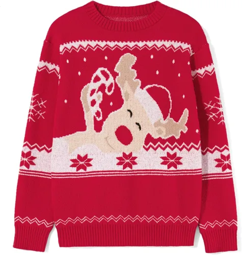 Vista 5 de Suéter navideño a juego para la familia, con estampado de copos de nieve de reno, suéter feo de manga larga 1 estilo.