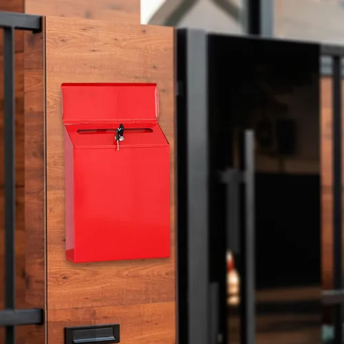 Vista 4 de NC Iron Buzón vertical colgante de seguridad montado en la pared Sugerencia Caja de envío seguro Papeleo Periódicos Revistas Caja Postbuzón