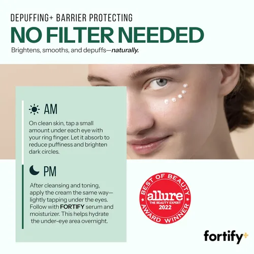 Vista 3 de Fortify Skincare Crema para debajo de los ojos con cafeína y péptidos - 3 en 1: desintoxicación, tratamiento, aumento - reduce la hinchazón, ojeras