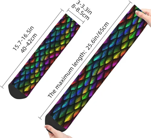 Vista 4 de LAZIRO Dragon Scale 3D - Calcetines estampados unisex con personalidad de lujo, 15.7-16.5in