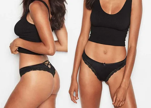 Vista 6 de Justgoo Tangas de encaje para mujer, ropa interior de tiro bajo con espalda en T