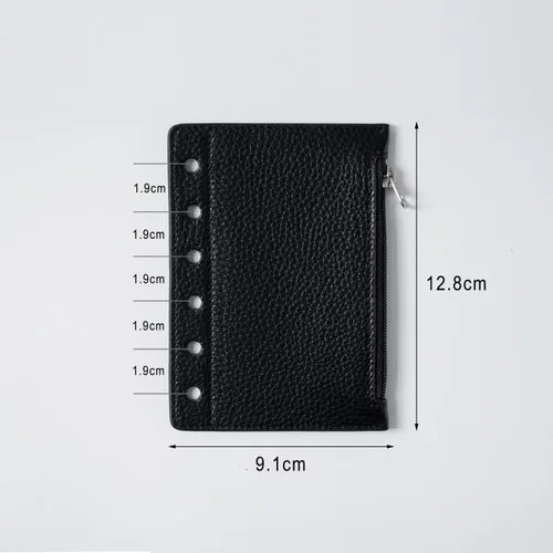 Vista 2 de Moterm Flyleaf con cremallera para organizador de bolsillo - con ranuras para tarjetas (Pebble-Black)