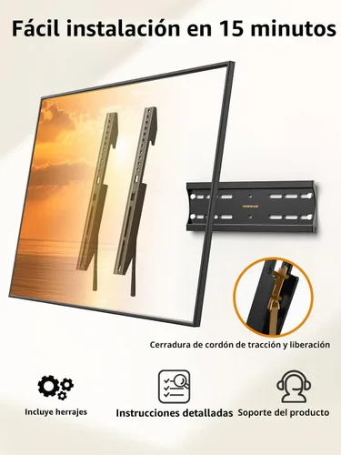Vista 3 de IWORKBOARD 43 50 55 pulgadas Montura de pared para TV de perfil bajo fija para LED/LCD de 24-65 pulgadas y televisores planos/curvados, soporte