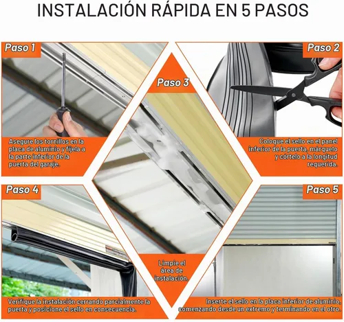 Vista 5 de VEVOR Sellos para puerta de garaje, goma inferior, en forma de U + anillo O combinado, burlete para puerta de garaje con kit de retención de riel