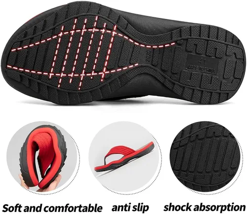 Vista 2 de MGGMOKAY Sandalias cómodas para hombre, sandalias con soporte de arco, sandalias casuales con correa en T para hombre, zapatos de playa de verano