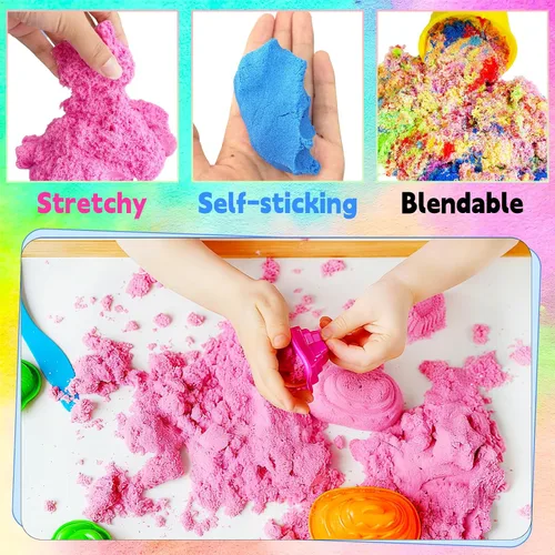 Vista 3 de Dshengoo Paquete de 12 arenas de juego coloridas, 8 libras para manualidades, kit de arte de arena, recarga sensorial a granel para niños, Navidad