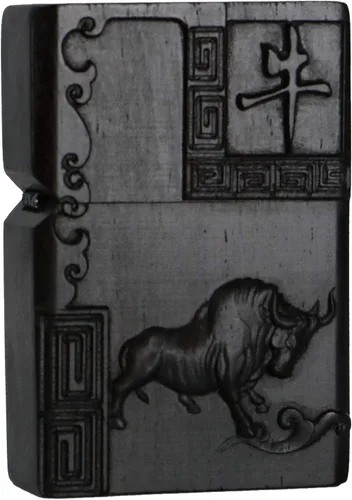 Vista 35 de Caja de carcasa de madera de ébano negro natural tallada para módulo Zippo (Serpiente Cobra)