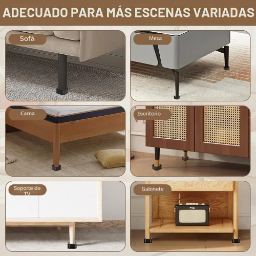 Vista 3 de Elevadores de muebles resistentes de 2 pulgadas, elevadores de cama 2 Pulgadas - Paquete de 4 Negro