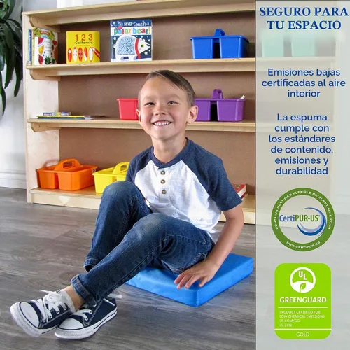 Vista 6 de SoftScape - Cojines de piso cuadrados de 15 pulgadas con asas; asientos flexibles para la educación a distancia en el hogar, guardería, preescolar