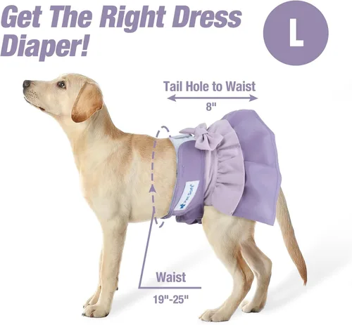 Vista 4 de Pet Soft Pañales para perras – Paquete de 3 pañales lavables estilo vestido para perras hembras en celo – Bragas reutilizables para perrito, pañal