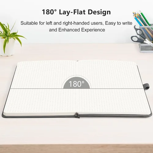 Vista 6 de RETTACY Cuaderno Diario Punteado, 320 Páginas Numeradas, Tamaño A5 Mediano (5.7" × 8.3"), Tapa Dura de Cuero, Papel Grueso de 100 GSM, para Diario