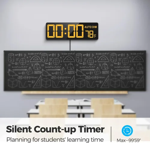 Vista 5 de REACHER Reloj de pared digital grande de 16.5 pulgadas con temporizador de cuenta regresiva, atenuador automático, temperatura, control remoto