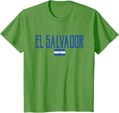 Vista 48 de Camiseta de texto azul con bandera de El Salvador, Negro, S