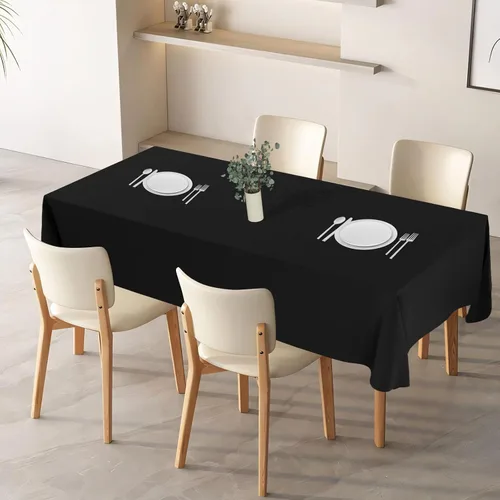 Vista 5 de IVAPUPU 2 manteles rectangulares color negro para mesa rectangular de 60 x 102 pulgadas, impermeables, lavables, resistentes a las arrugas