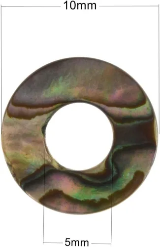 Vista 4 de 0.394 in Natural abulón Shell hueco círculo redondo plano redondo forma de donut cuentas hebra 16 pulgadas para la fabricación de joyas
