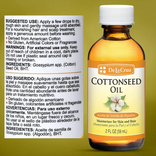 Vista 9 de De La Cruz Aceite de semilla de algodón, hidratante para piel y cabello, aceite portador multiusos, 2 onzas líquidas (1 botella)