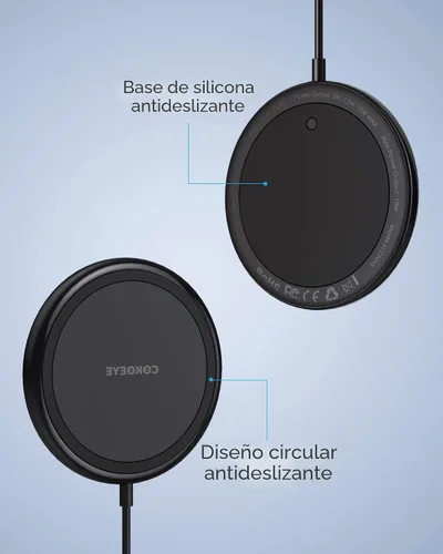 Vista 9 de COKOEYE Cargador inalámbrico, almohadilla de carga inalámbrica rápida de 15 W, paquete de 2 unidades compatible con iPhone 17/17 Air/17 Pro/17 Pro