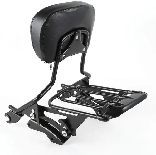 Vista 2 de Respaldo desmontable TCMT para pasajero con portaequipajes y kit de accesorios de acoplamiento de 4 puntos para Harley Touring 2009-2020 Estilo D