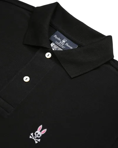 Vista 4 de Psycho Bunny Polo de piqué de manga corta para hombre, Negro