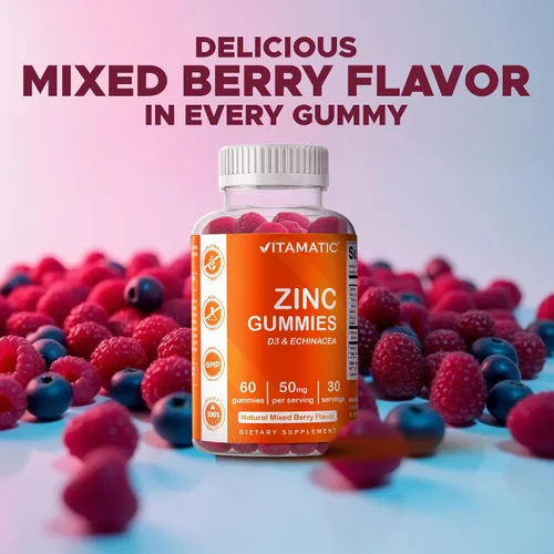 Vista 5 de Vitamatic Gomitas de zinc de 50 mg - 60 gomitas veganas - Sin gluten - Paquete de 2