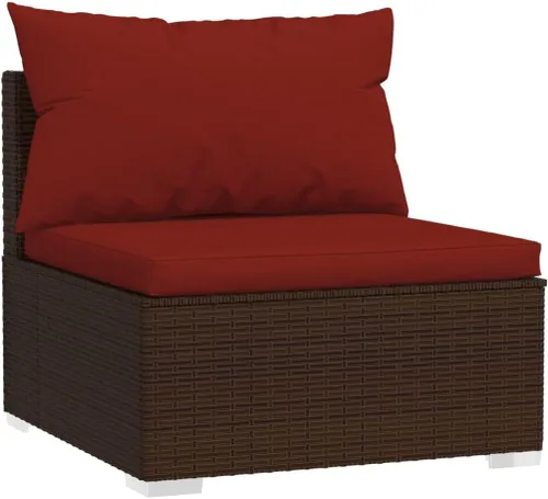Vista 3 de Ensemble de Salon de Jardin 5 Pièces Brun Cannelle Rouge, Meuble d'Extérieur Modulable Pour Terrasse Balcon, Résistant aux UV et à l'Eau avec