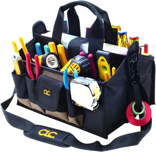 Vista 3 de CLC Custom Leathercraft 1529 bolsa de herramientas con bandeja central de 16 pulgadas, 16 bolsillos