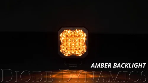 Vista 6 de Diode Dynamics SSC1 Luz LED deportiva estándar amarilla (par), inundación con retroiluminación ámbar