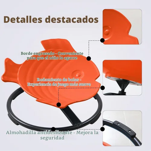 Vista 6 de Silla giratoria sensorial para autismo para niños autistas, color Naranja