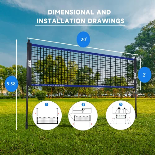 Vista 3 de GSE Games & Sports Expert Outdoor Yard Sports Net Game Set for Backyards, Parks, Beach, Lawn. Volleyball Set, Badminton Set OR Volleyball &