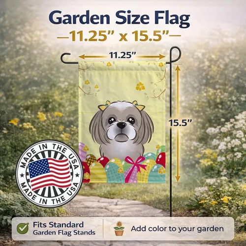 Vista 707 de Caroline's Treasures BB1923GF Bandera decorativa para jardín con diseño de Border Collie, para caza de huevos de Pascua, para jardín, jardín, patio