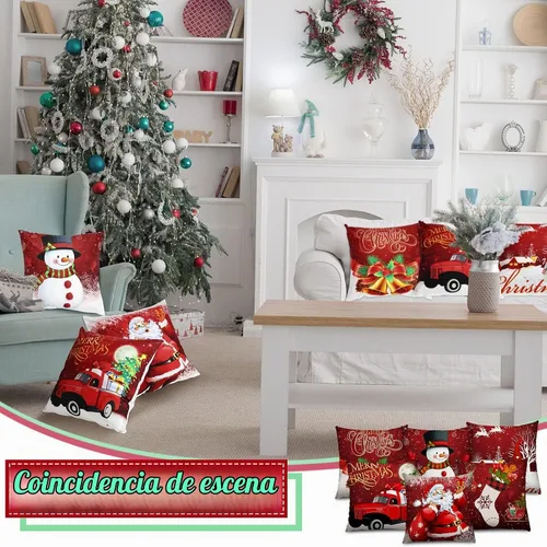 Vista 6 de Tatuo 6 Fundas de Almohadas Navideñas Fundas de Cojines Decoración de Vacaciones Decoración Funda de Almohada Decorativa para Sofá Sillón Navidad
