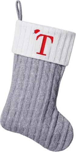 Vista 60 de Medias de Navidad personalizadas de 19 pulgadas con iniciales bordadas, medias de Navidad de punto negro para decoraciones de vacaciones familiares