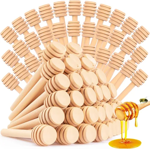 Vista 7 de 25 Piezas Palitos Dispensadores de Miel, Dispensador de Miel de Madera, Mini Palo de Panal de 3 Pulgadas, Palo Agitador de Miel para Dispensar