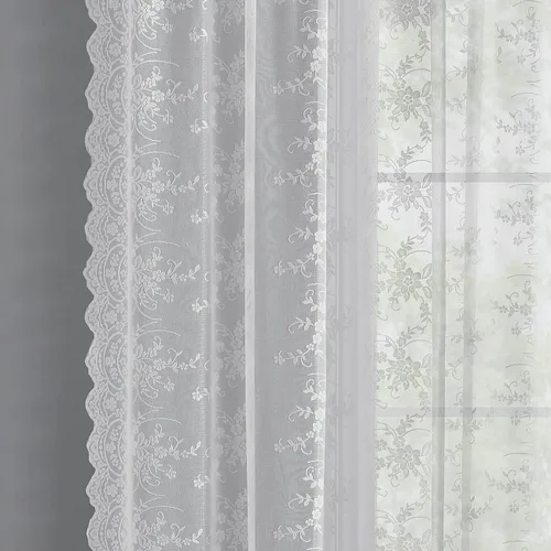 Vista 14 de Kotile - Cortinas de encaje beige de 45 pulgadas de largo para ventanas de cocina, 2 paneles, cortinas de encaje floral de vid traslúcidas