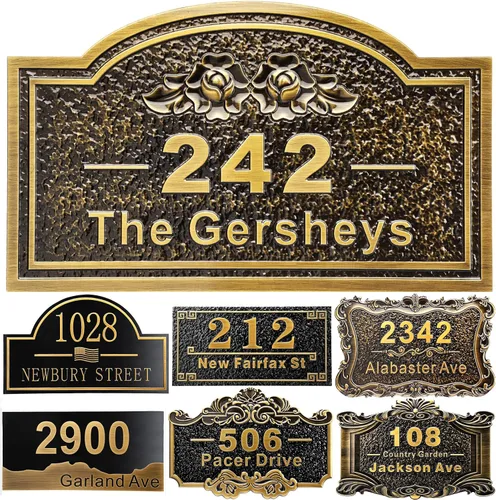 Vista 39 de Placa personalizada de dirección de casa de 12 pulgadas, números fundidos para exteriores, placa de señal de dirección personalizada con nombre