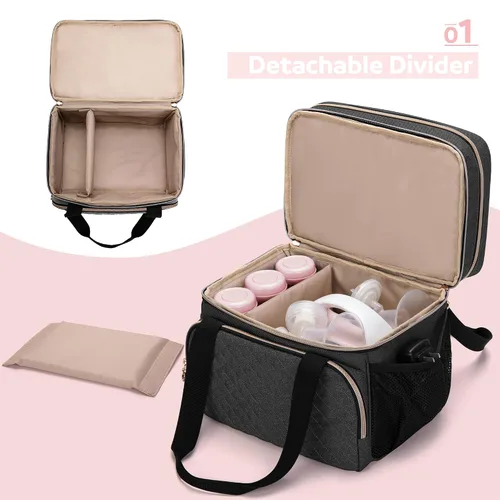 Vista 3 de Luxja Bolsa de extractor de leche de doble capa compatible con Spectra S1 y S2, bolsa de bomba para extractor de leche y piezas adicionales, solo