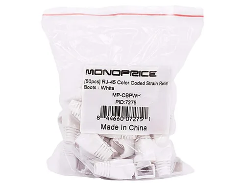 Vista 3 de Monoprice [50 piezas] Botas de alivio de tensión codificadas por colores RJ-45 - Blanco