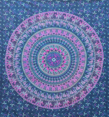 Vista 2 de Popular Handicrafts tapiz hippie mandala, bohemio, psicodélico, con diseño floral intrínseco, cubrecama hindú, mágico para pensar, 215 cm x 230 cm