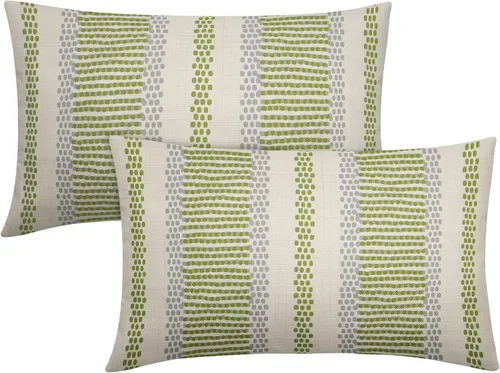 Vista 69 de Juego de 2 fundas de almohada negras y azules con rayas de puntos grises, decorativas para exteriores, estilo boho rústico, para sofá, cama, cojín