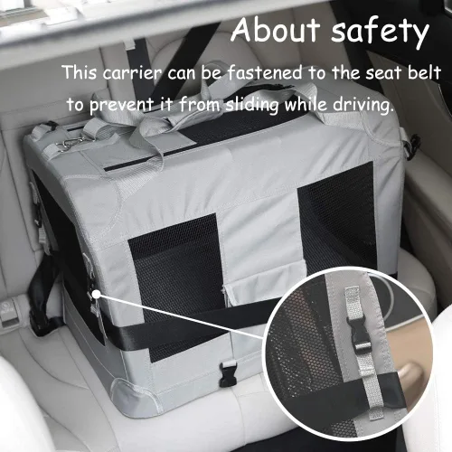 Vista 4 de Transportín para gatos extra grande de Petseek con lados blandos, portátil, para perros pequeños, para 2 gatos, 61 cm x 41.9 cm x 40.6 cm, diseño