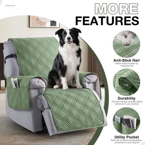 Vista 5 de TAOCOCO Funda para silla reclinable 100% impermeable que se mantiene en su lugar, fundas reclinables para sillas reclinables pequeñas con bolsillo