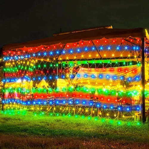 Vista 10 de 198 luces de red LED de 9.8 pies x 6.6 pies enchufables, 8 modos de iluminación de malla conectables, luces de red de Navidad impermeables al aire