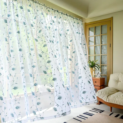 Vista 100 de MYSTIC-HOME Juego de cortinas de niveles transparentes blancas para cocina de 24 pulgadas de largo, tratamiento de cortinas para ventanas pequeñas