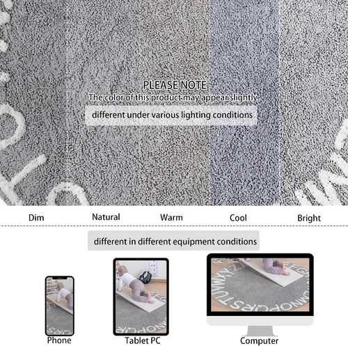 Vista 9 de blue page ABC - Alfombra para habitación de niños, alfombra circular para bebé, niño y niña
