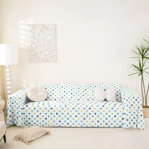 Vista 13 de Erosebridal Funda de sofá de lunares de 71 x 91 pulgadas, funda de sofá con lunares geométricos, funda de sofá moderna de estilo rústico con Blanco