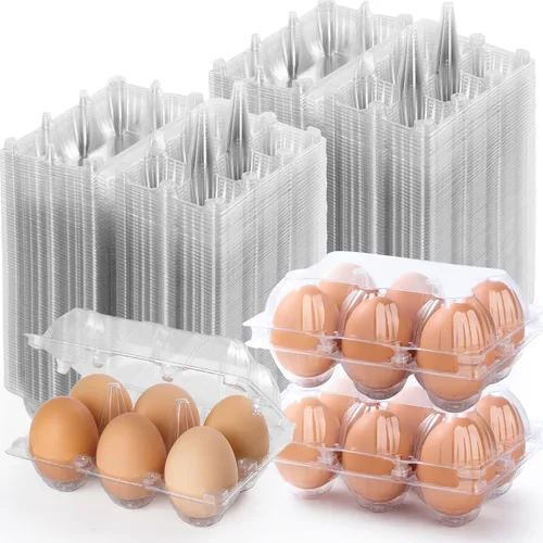 Vista 8 de 48 paquetes de cartones para huevos económicos a granel de 12 unidades, 1 docena de cartones para huevos transparentes y vacíos para huevos