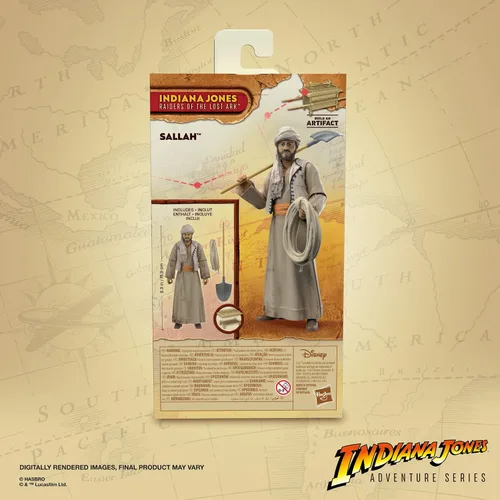 Vista 3 de Indiana Jones and The Raiders of The Lost Ark Adventure Series Sallah, figuras de acción de 6 pulgadas, niños a partir de 4 años